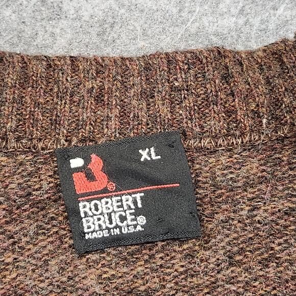 VTG Robert Bruce Mens XL Wool Knit Brown Preppy Cardigan Sweater USA Union Made - Picture 7 of 13